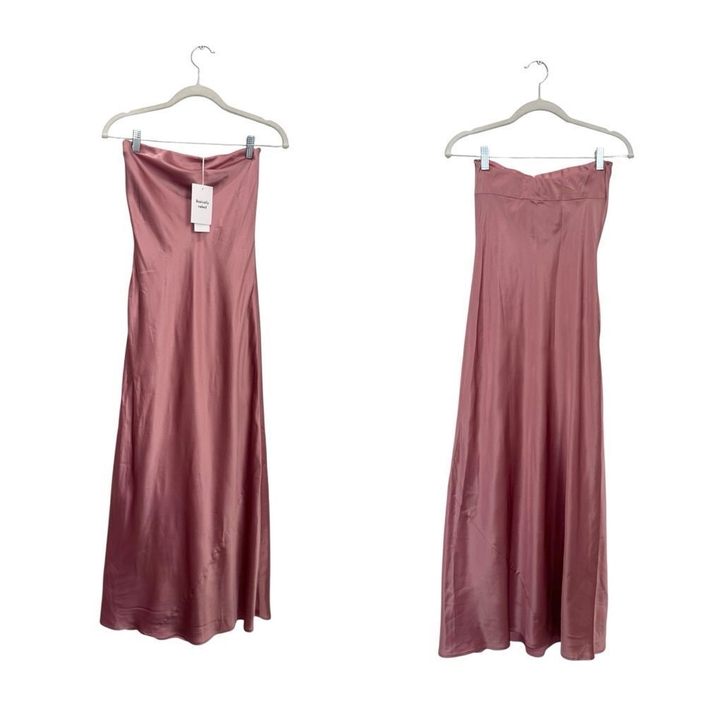 NWT REFORMATION Joana Silk Strapless Dress in “Rose Petal” pink - Picture 7 of 12